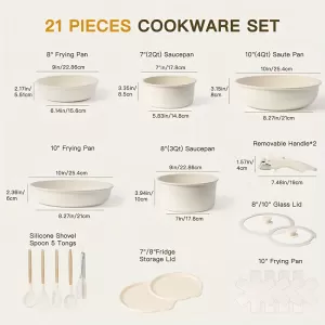 21-Piece Pots and Pans Set: Ultimate Ceramic Cookware for Every Kitchen
